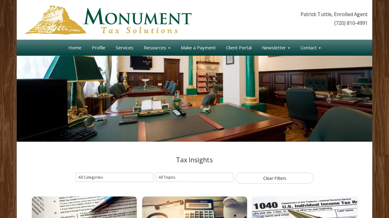 Monument Tax Solutions page