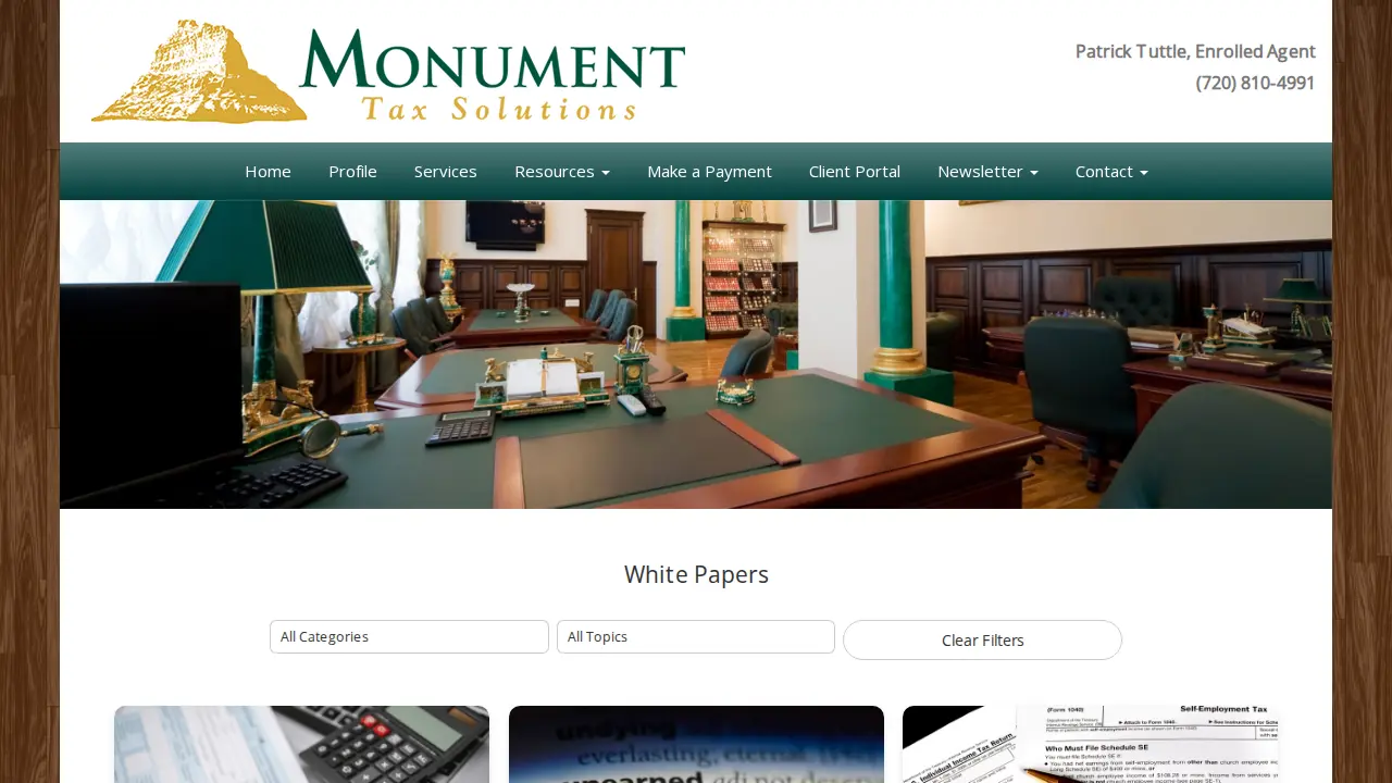 Monument Tax Solutions page