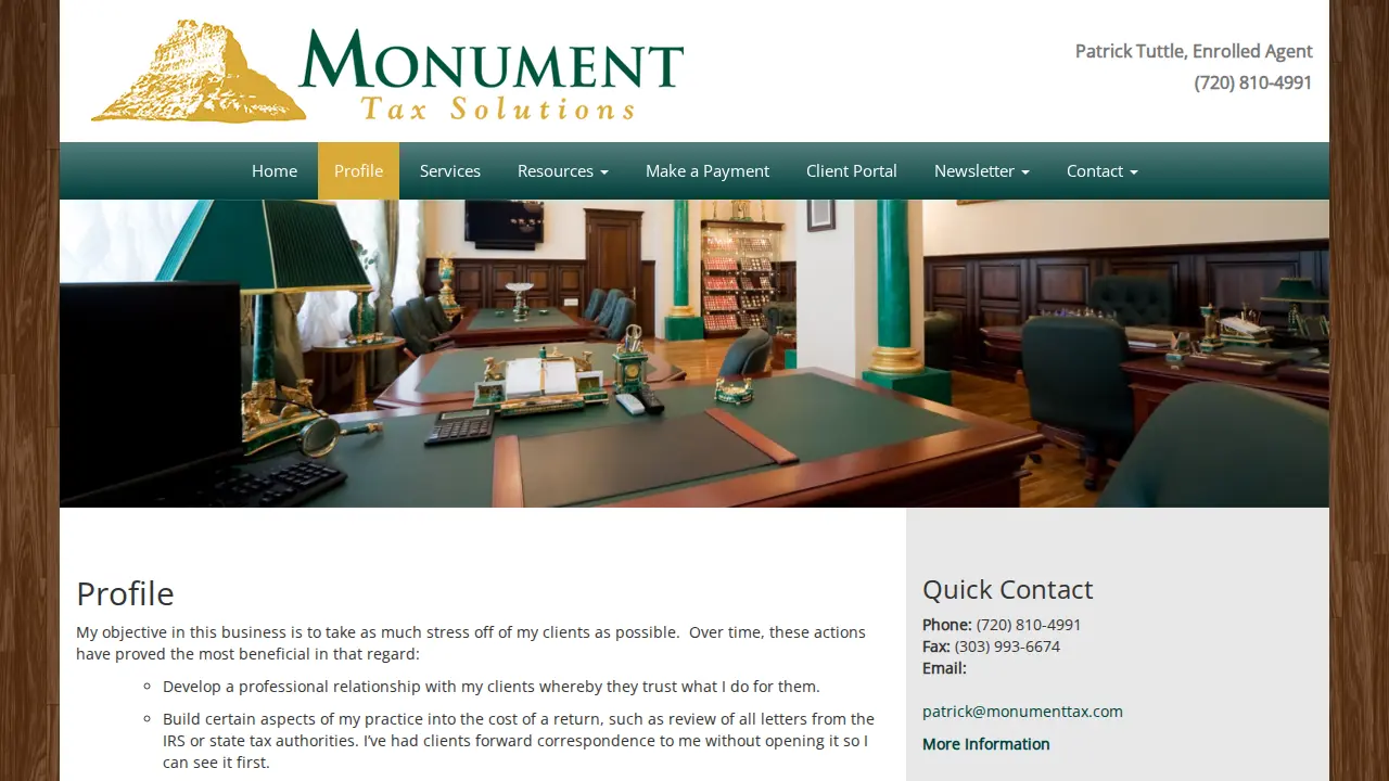Monument Tax Solutions page