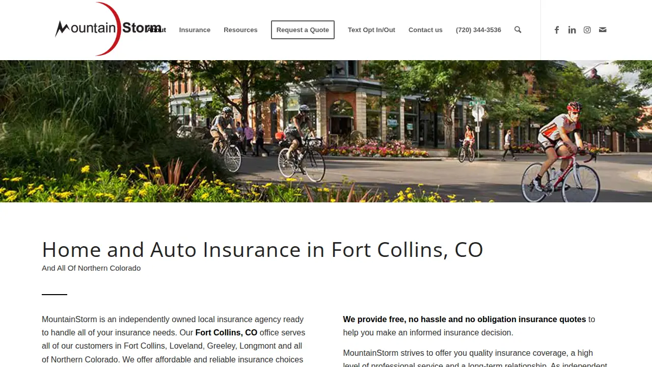 MountainStorm Insurance Agency page