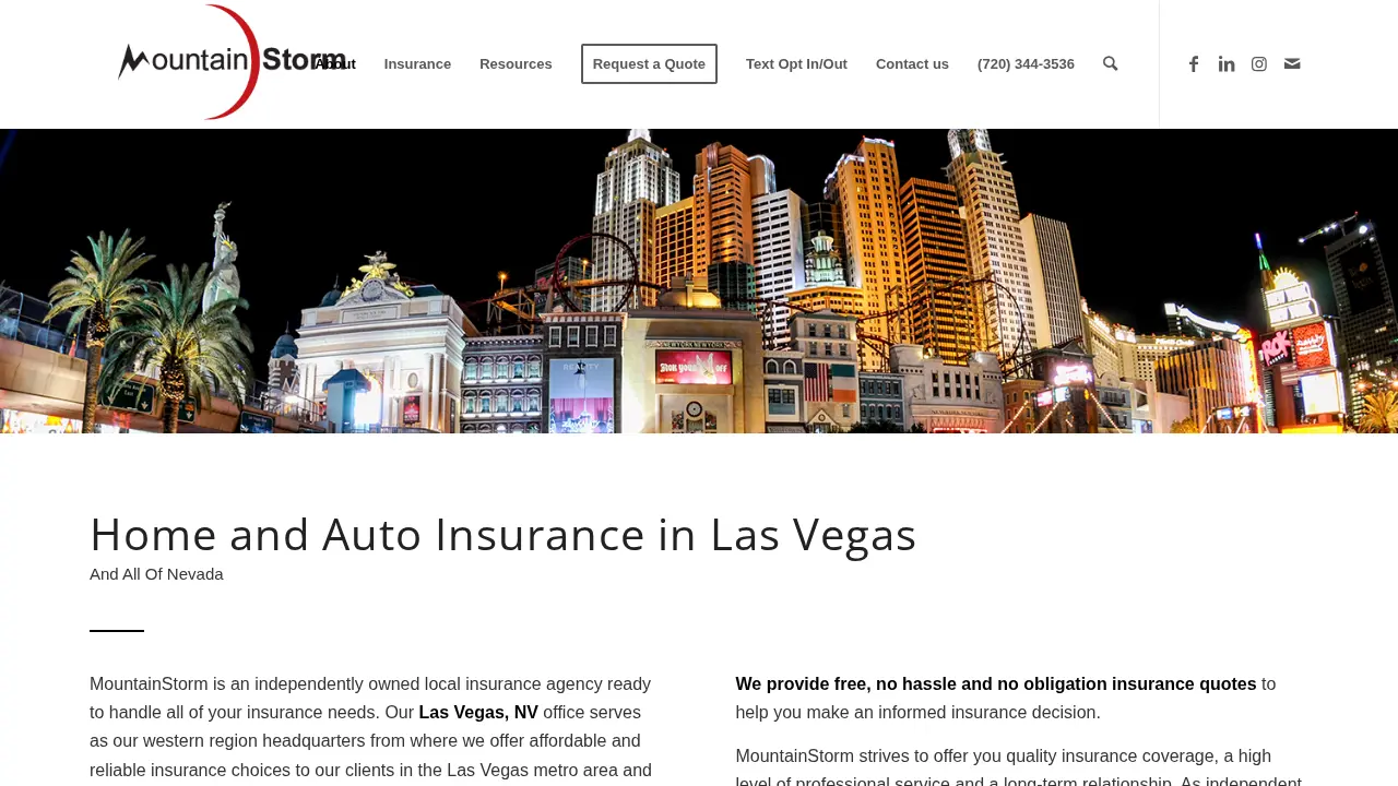 MountainStorm Insurance Agency page