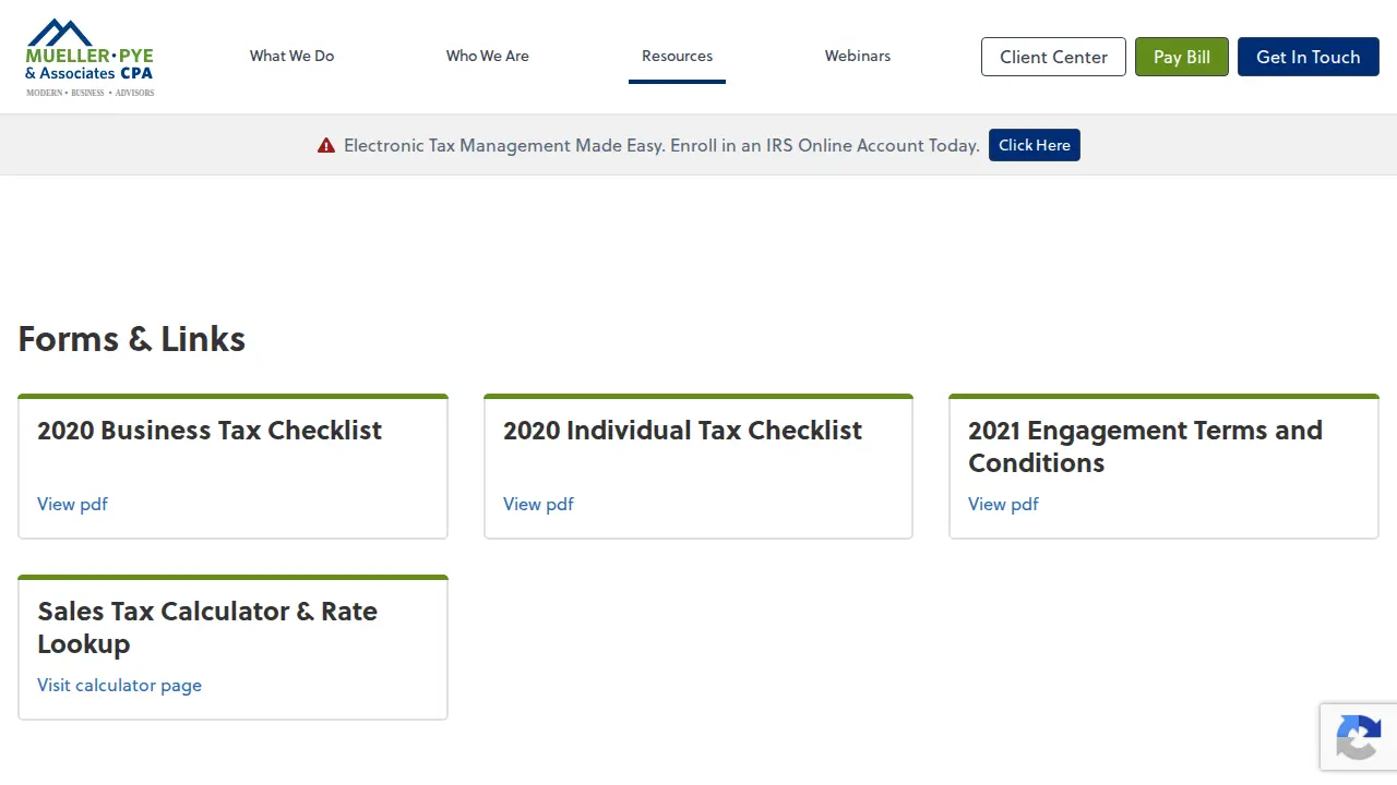 Mueller Pye & Associates CPA page