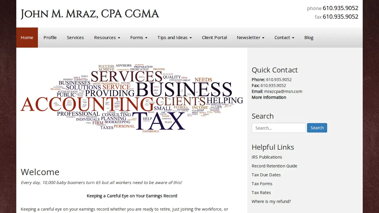 John M. Mraz, CPA CGMA page