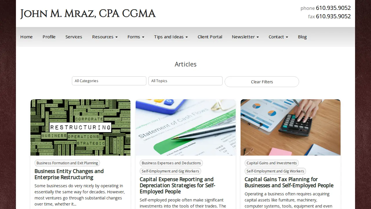 John M. Mraz, CPA CGMA page