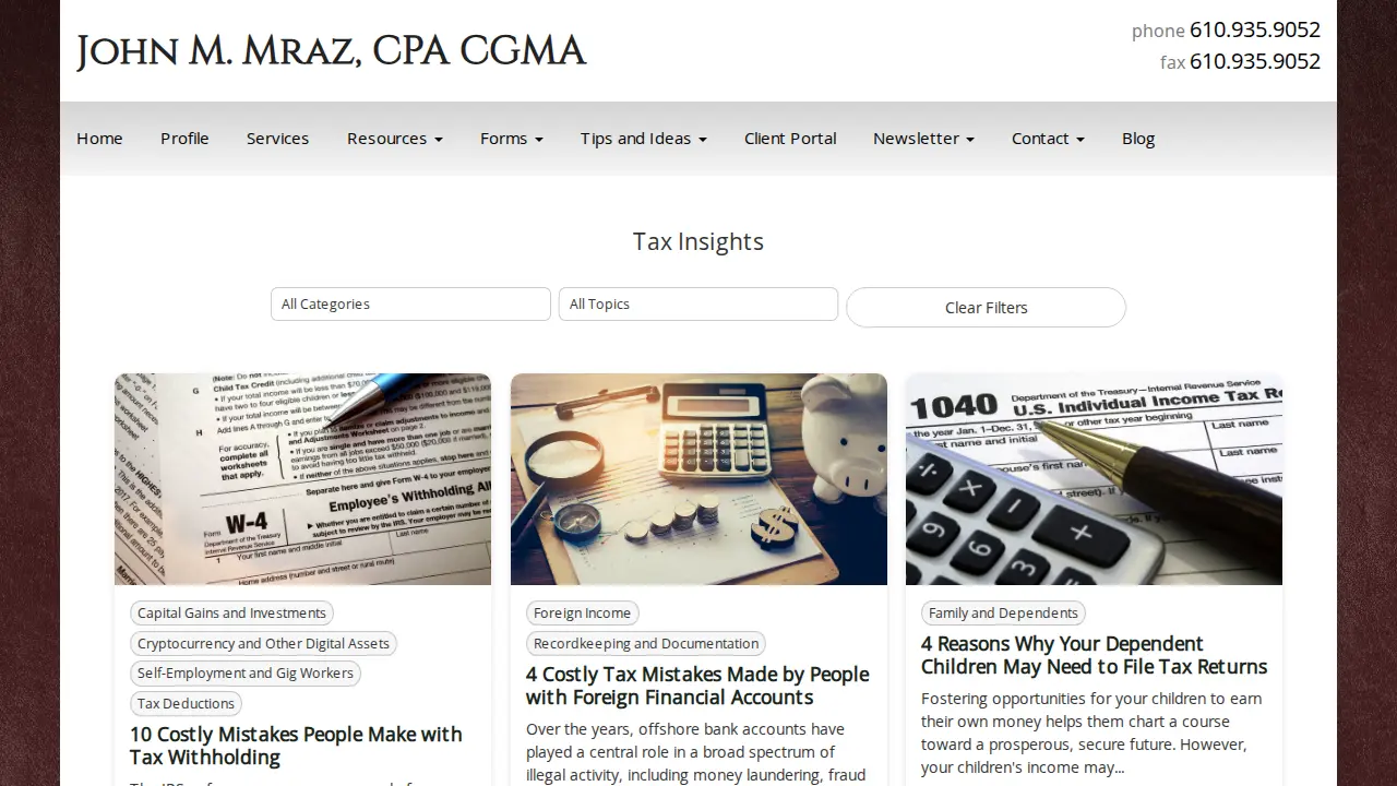 John M. Mraz, CPA CGMA page