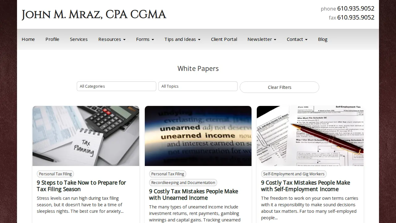 John M. Mraz, CPA CGMA page