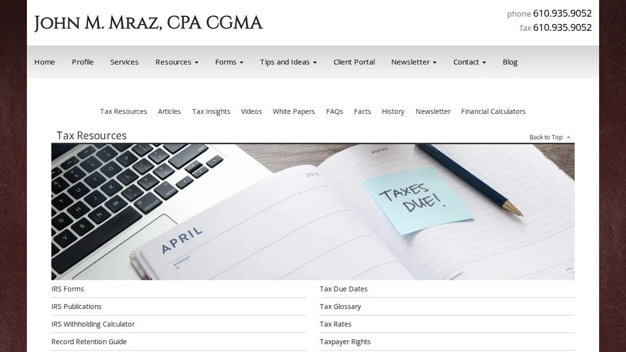 John M. Mraz, CPA CGMA page