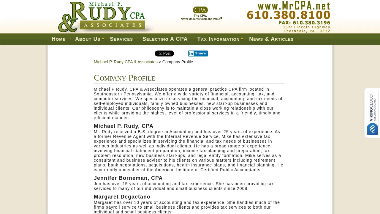 Michael P. Rudy, CPA & Associates page