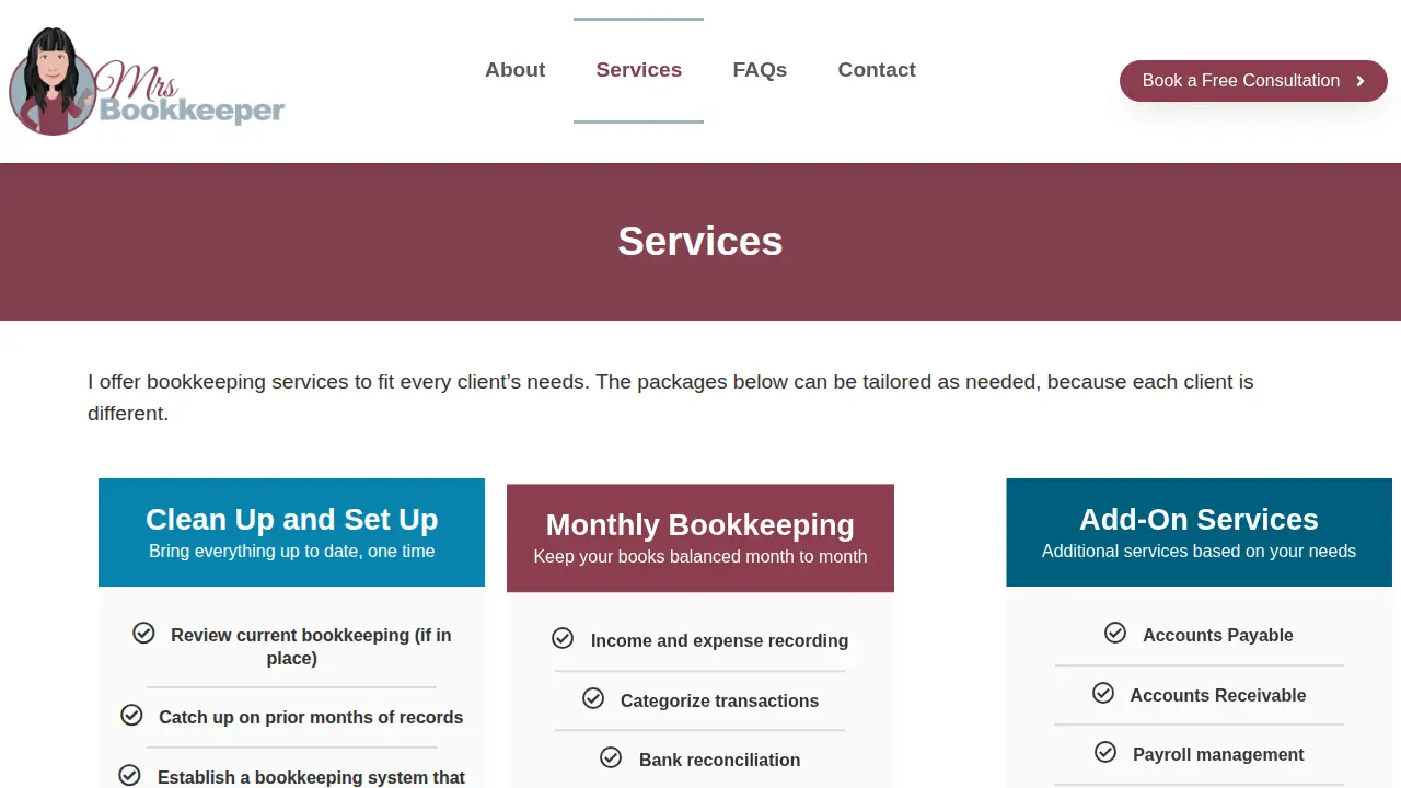 Mrs Bookkeeper page