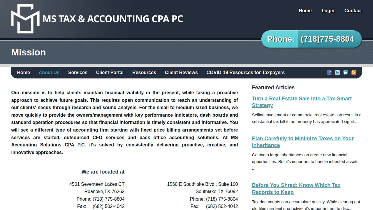MS Accounting Solutions CPA, P.C. page