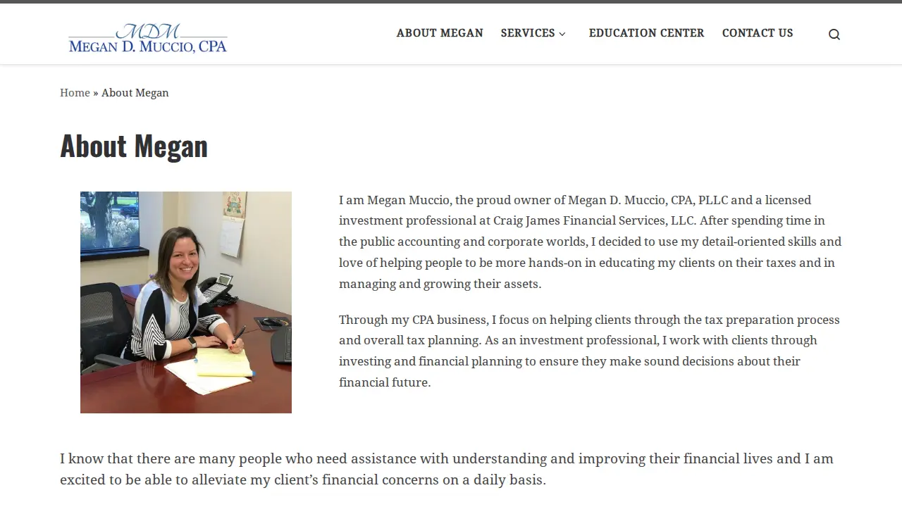 Megan D. Muccio, CPA, PLLC page