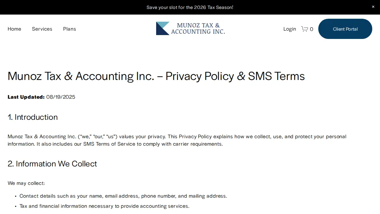 Munoz Tax & Accounting Inc. page