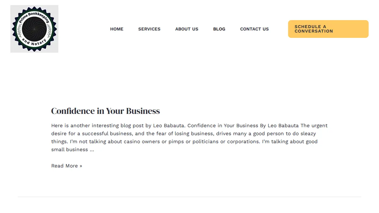 Prime Bookkeeping and Notary page