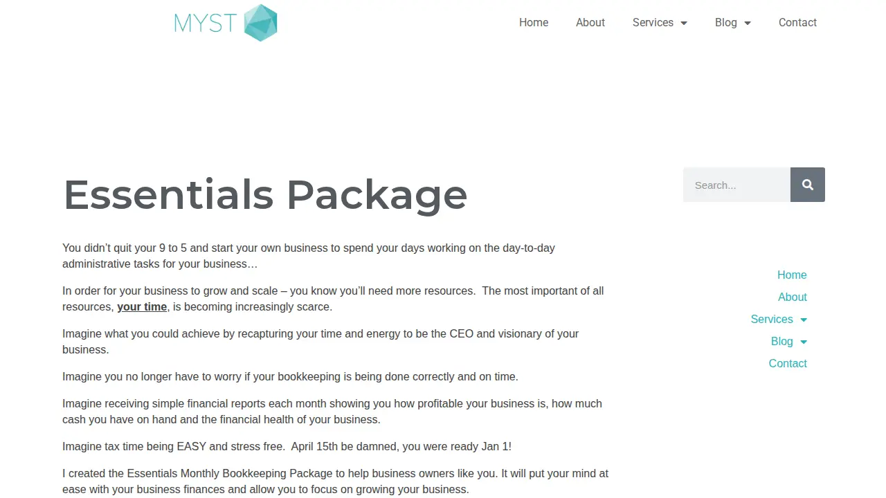 Myst Bookkeeping page