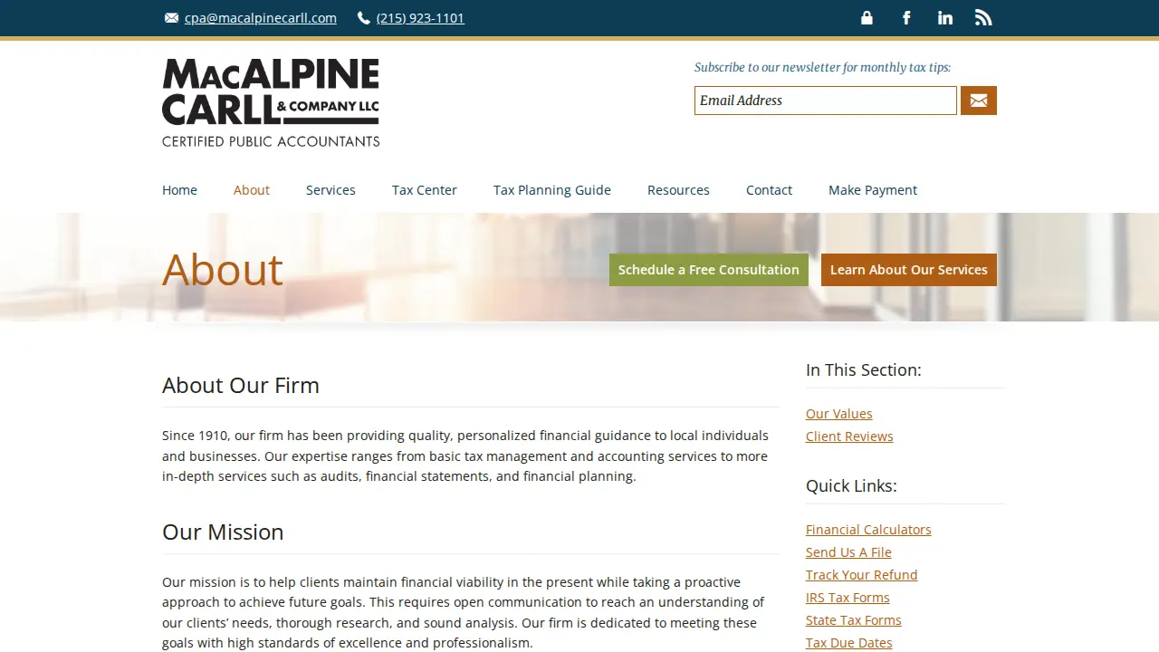 Mac Alpine Carll & Co page