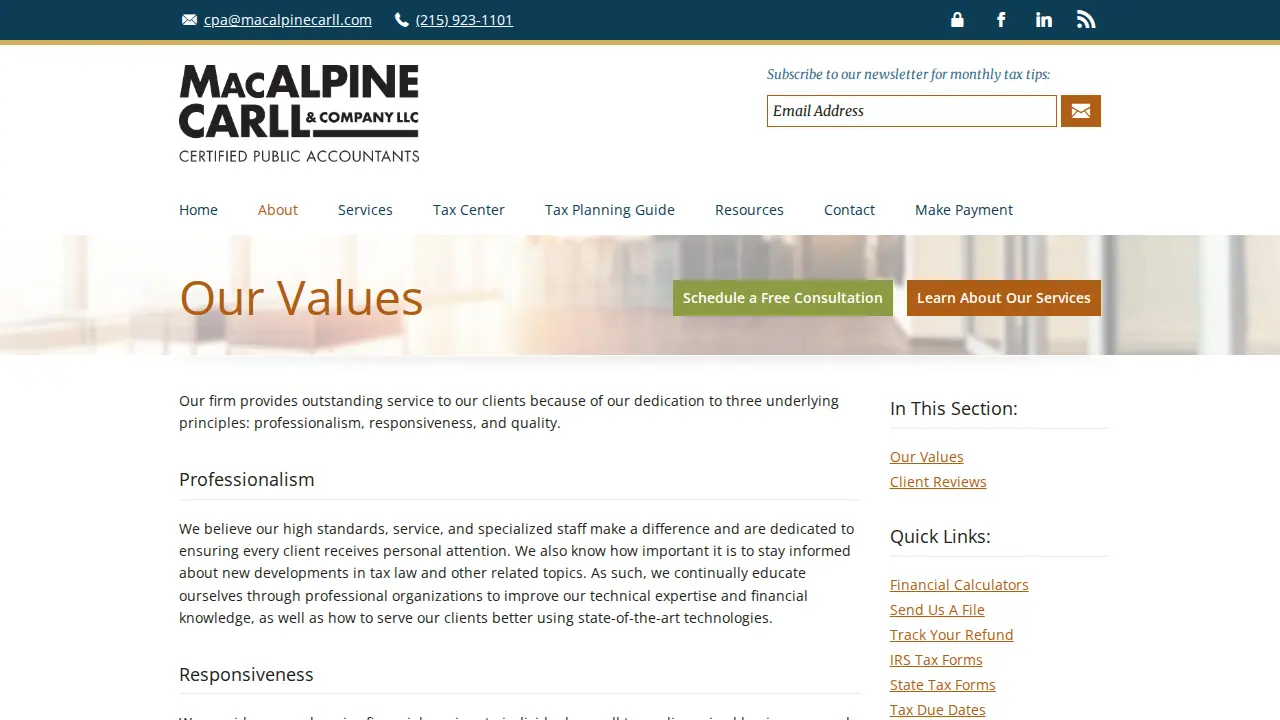 Mac Alpine Carll & Co page