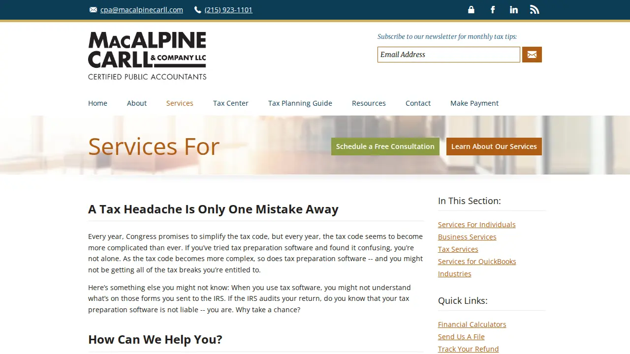 Mac Alpine Carll & Co page