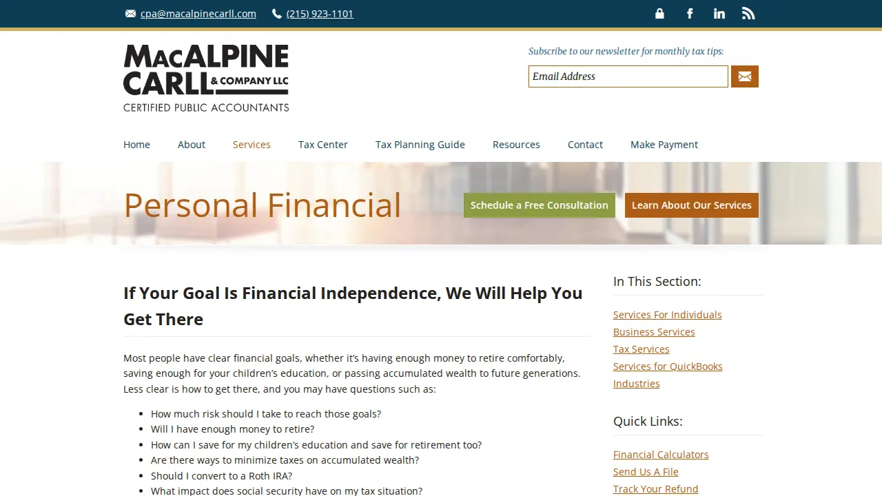 Mac Alpine Carll & Co page
