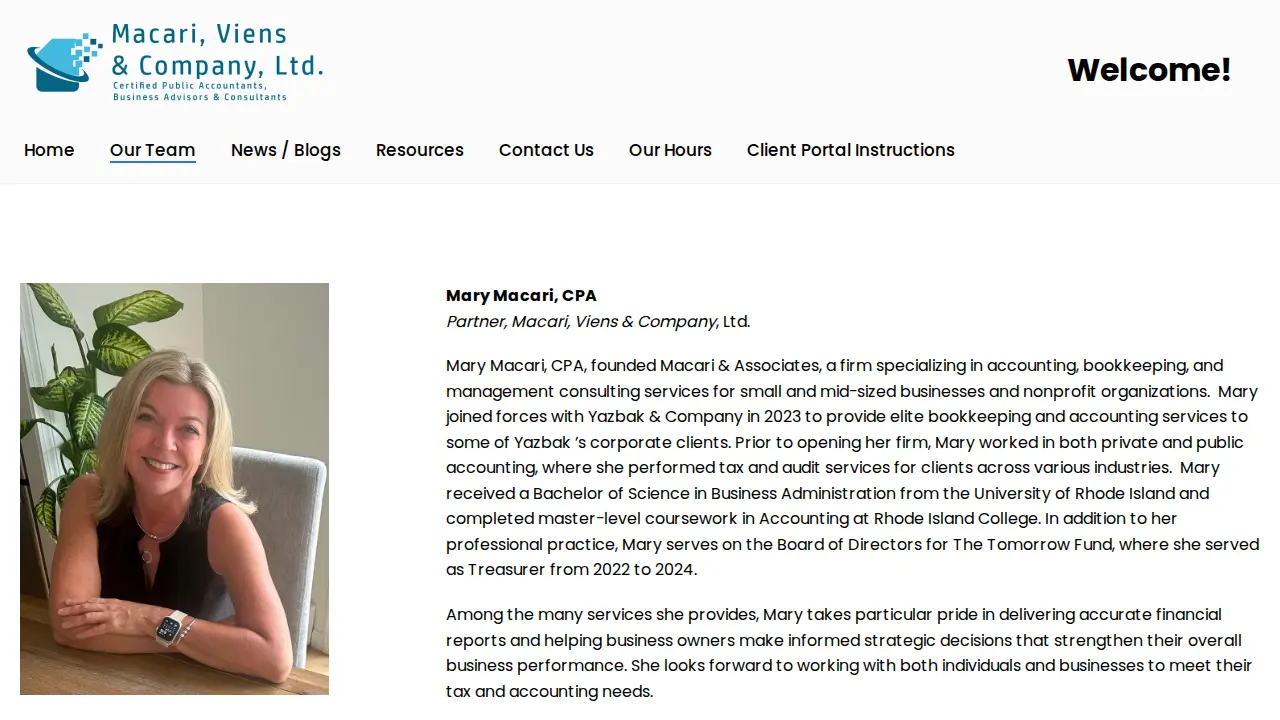 Macari, Viens & Company page
