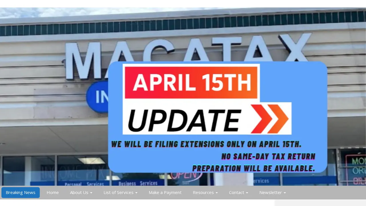 Macatax Income Tax Services Inc page
