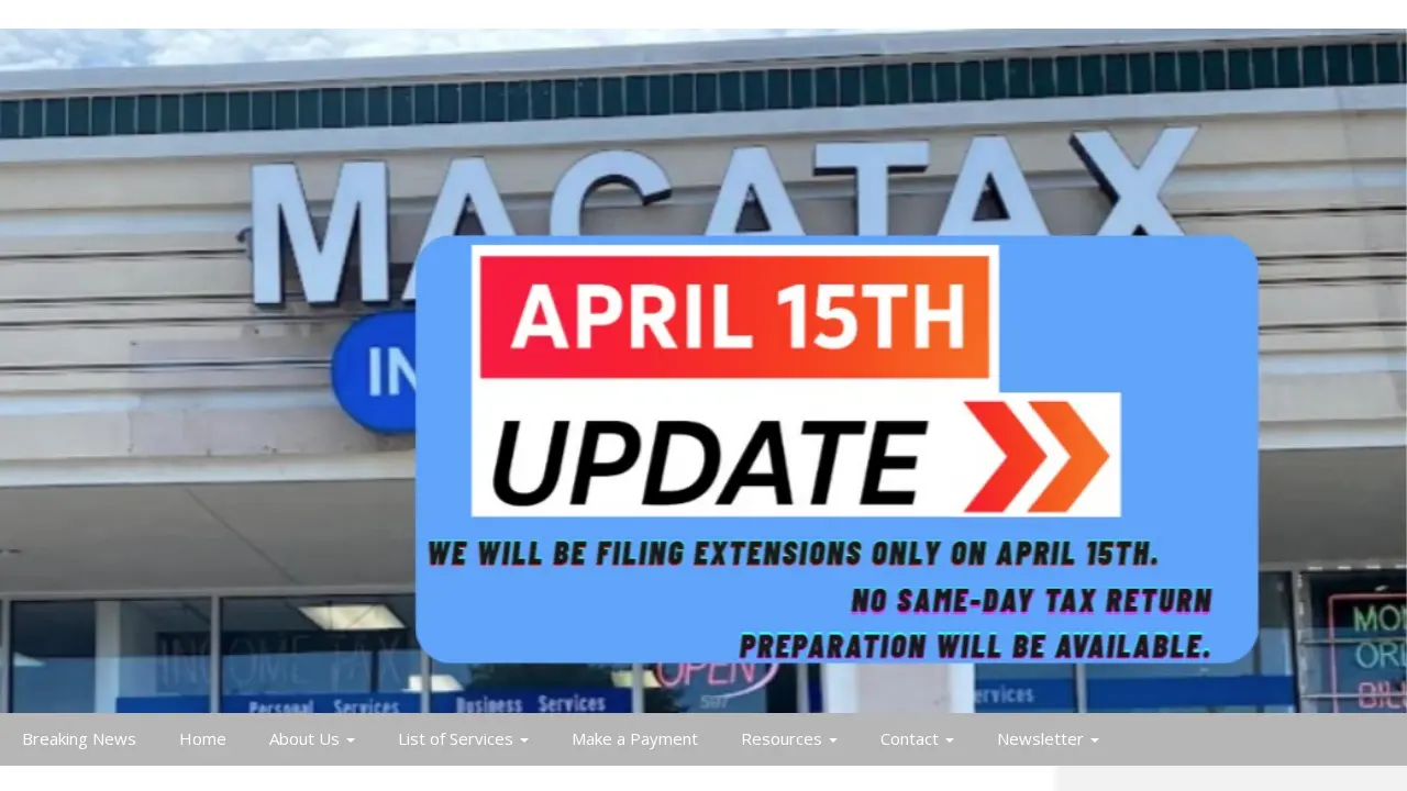 Macatax Income Tax Services Inc page