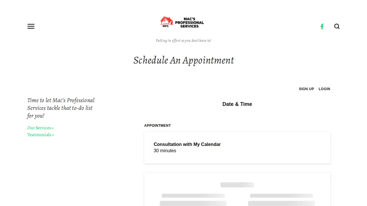 Mac's Professional Services page