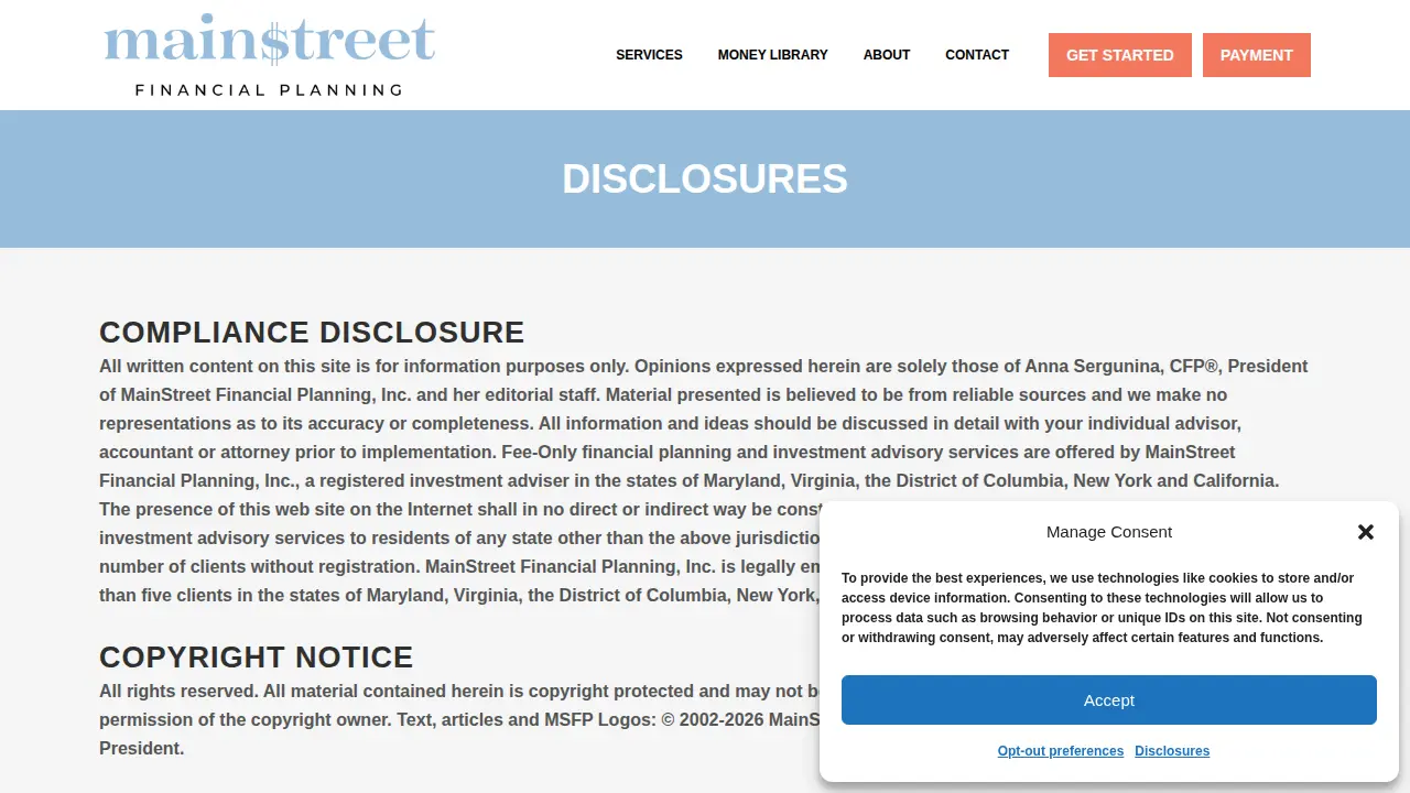 MainStreet Financial Planning, Inc page