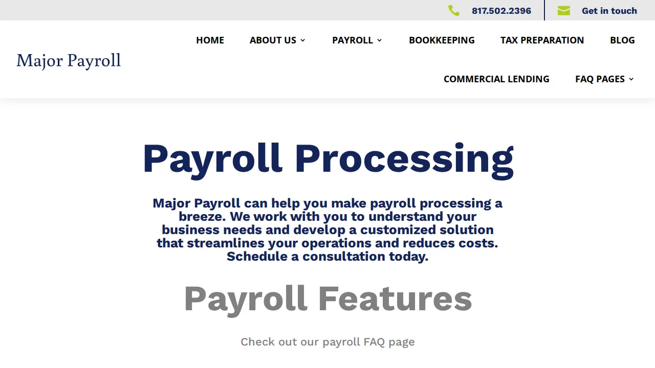 Major Payroll page