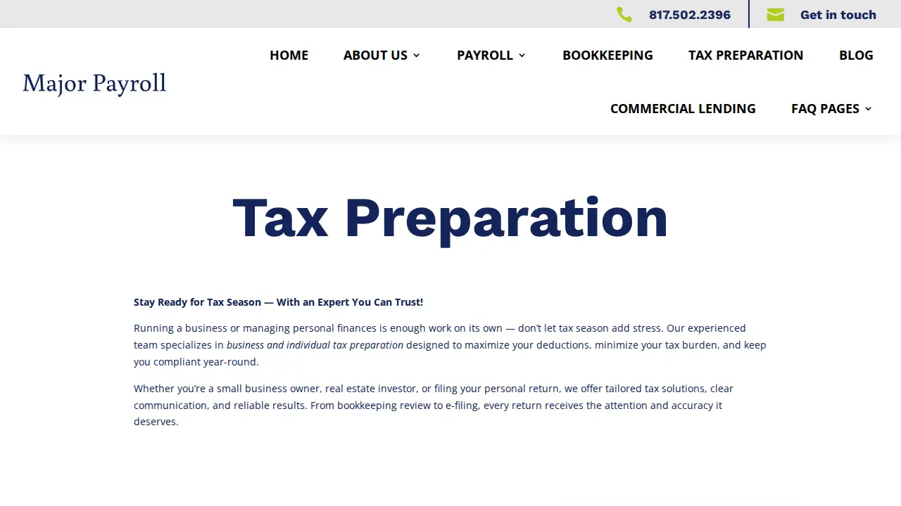 Major Payroll page