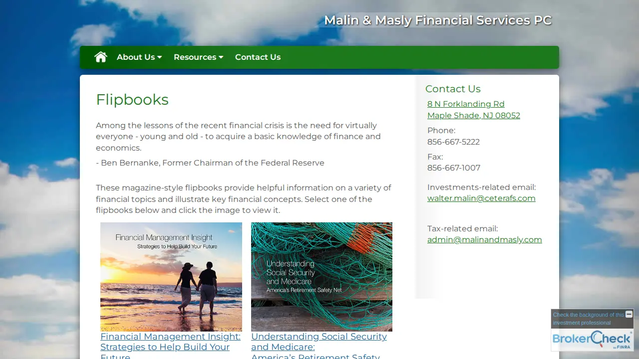 Malin & Masly Financial Services PC page