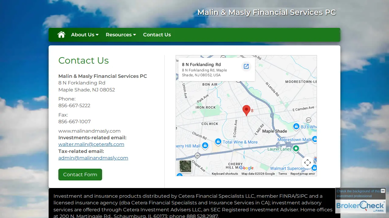 Malin & Masly Financial Services PC page