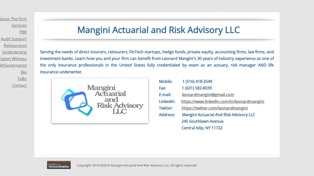 Mangini Actuarial page