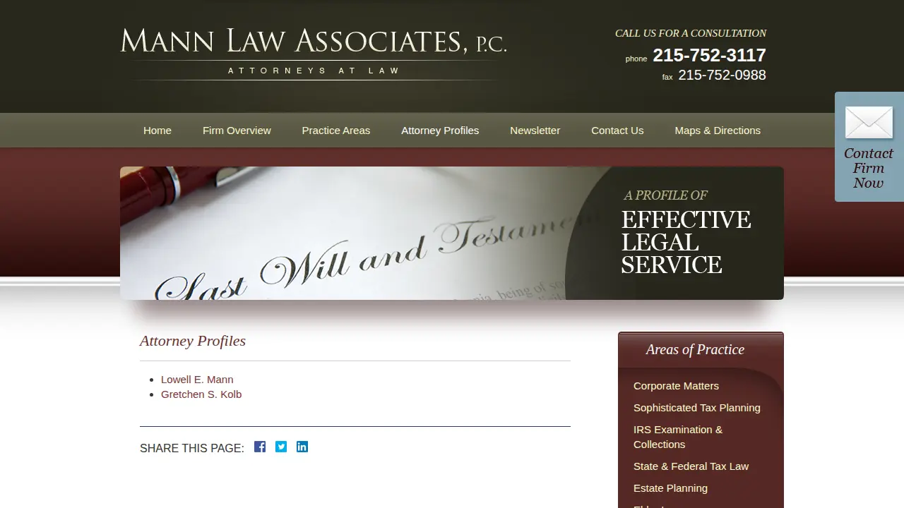 Mann Law Associates page