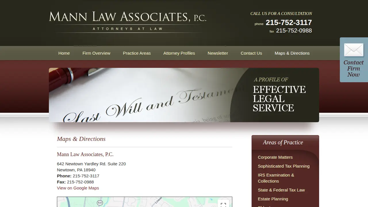 Mann Law Associates page
