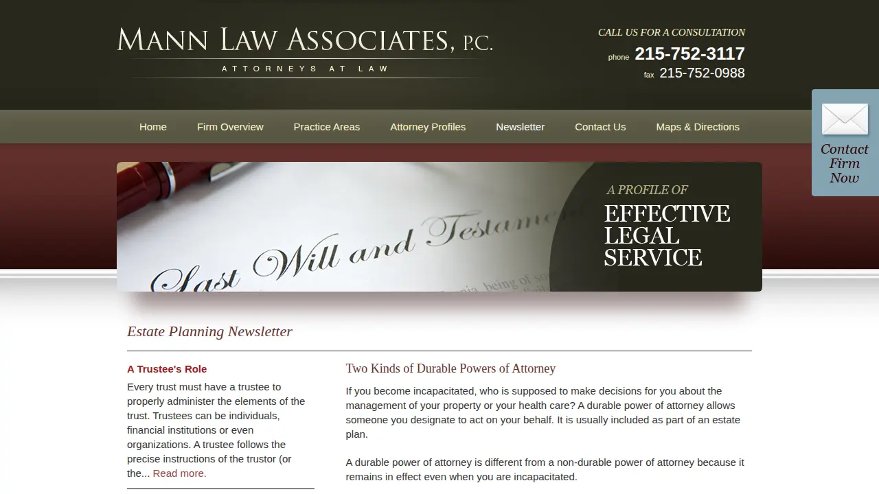 Mann Law Associates page