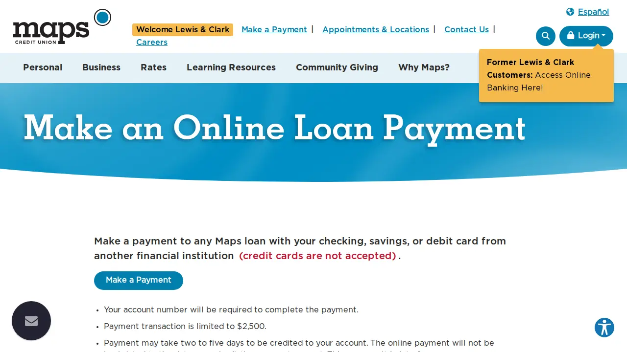 Maps Credit Union Oregon City Branch (formerly Lewis & Clark) page