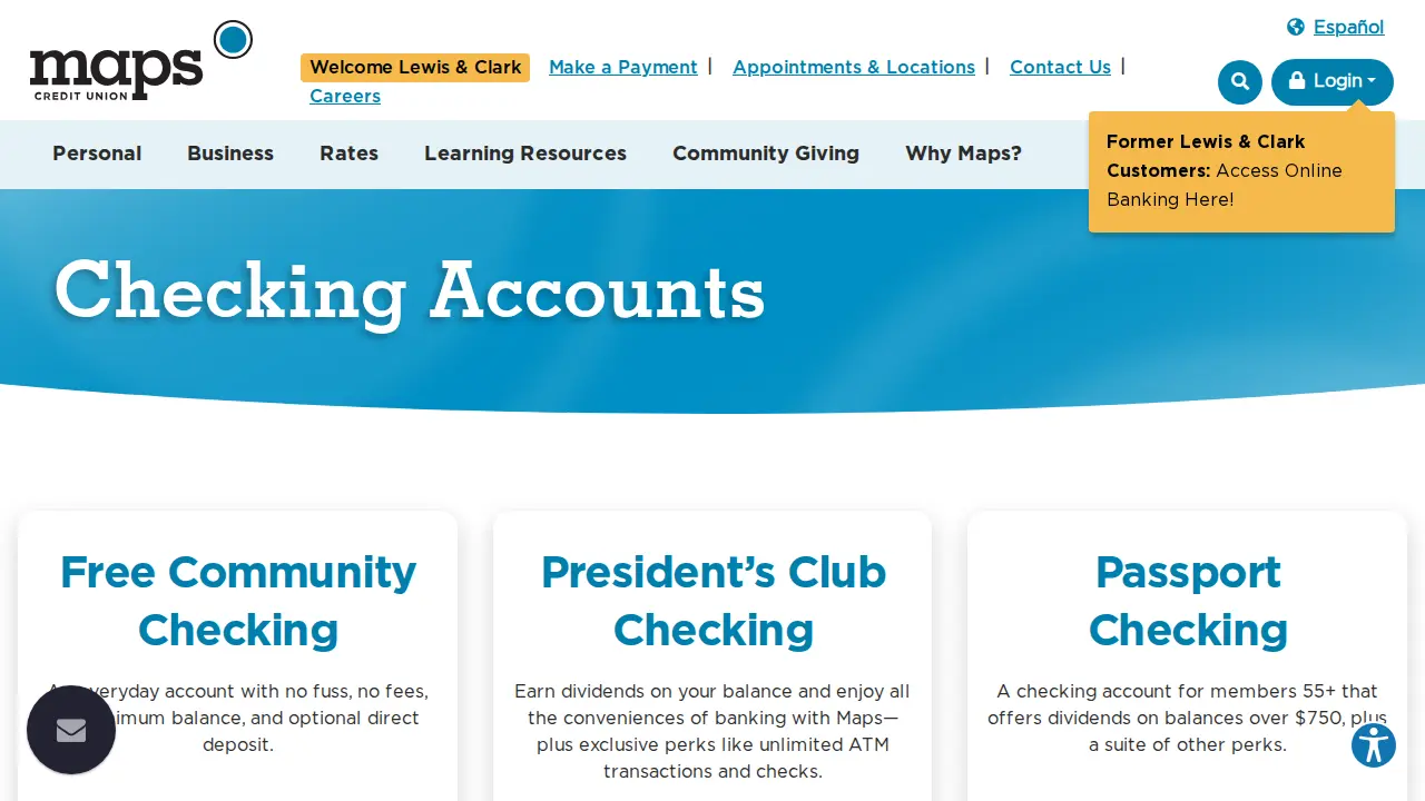 Maps Credit Union Oregon City Branch (formerly Lewis & Clark) page