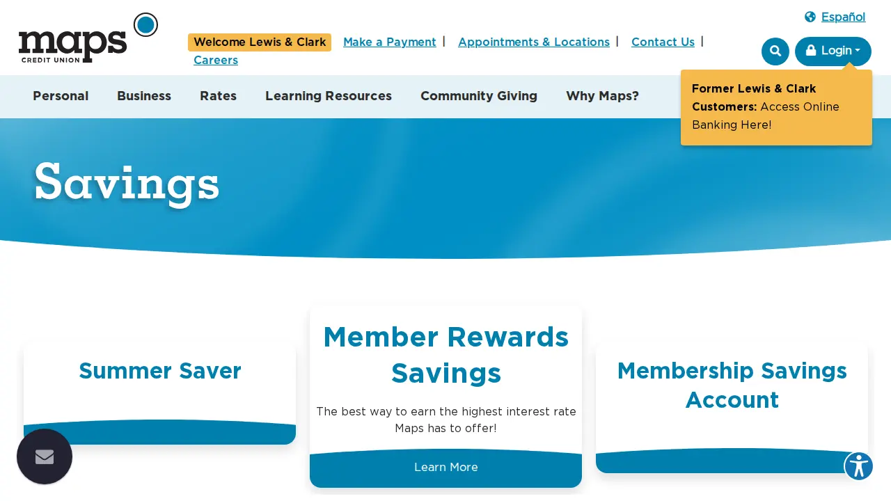 Maps Credit Union Oregon City Branch (formerly Lewis & Clark) page