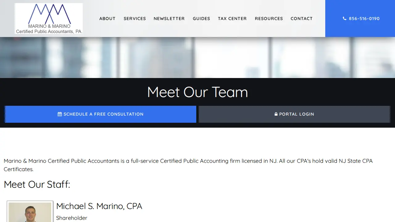 Marino and Marino Certified Public Accountants, PA page