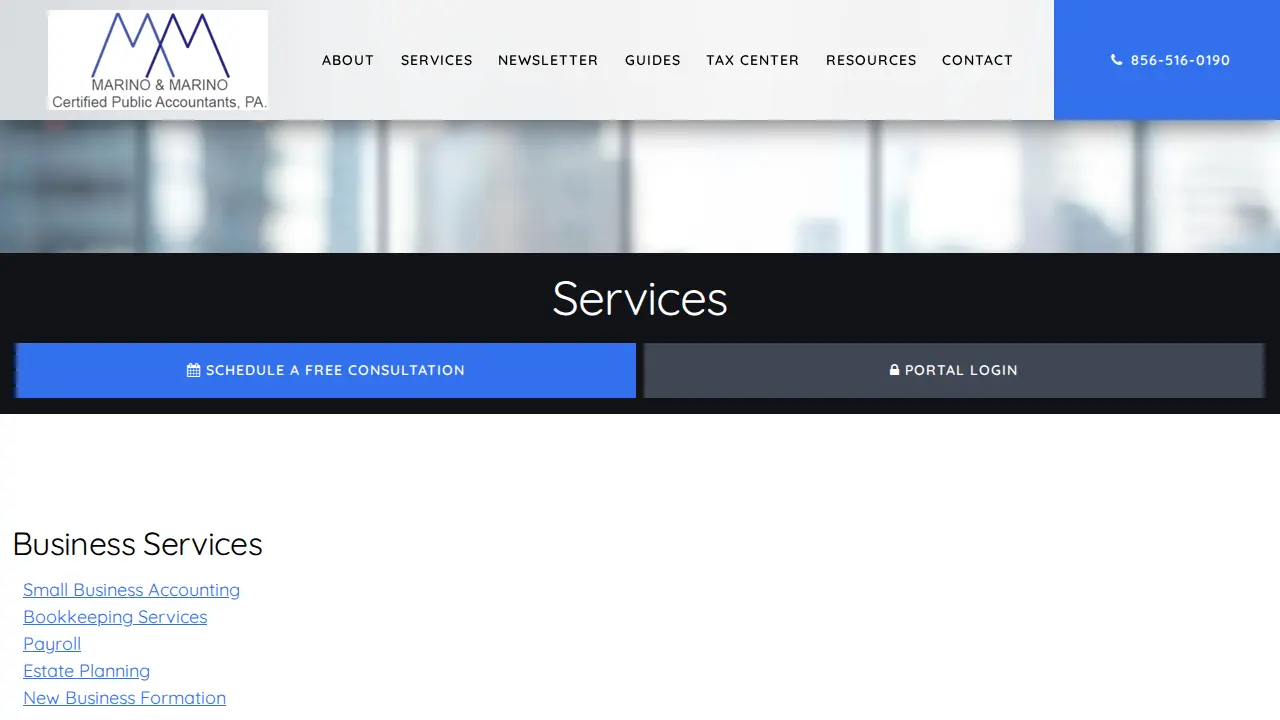 Marino and Marino Certified Public Accountants, PA page