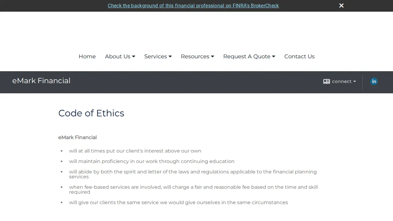 eMark Financial page