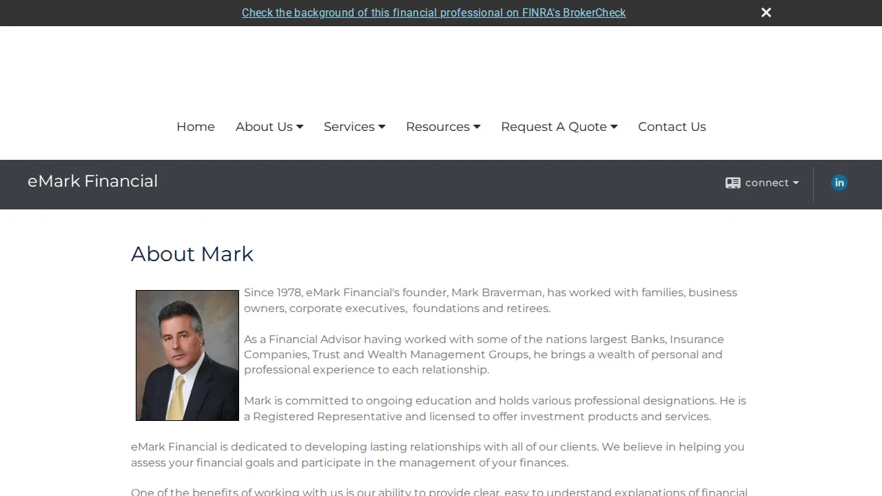 eMark Financial page