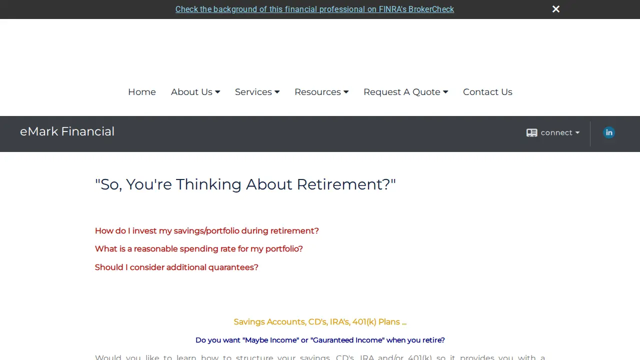 eMark Financial page