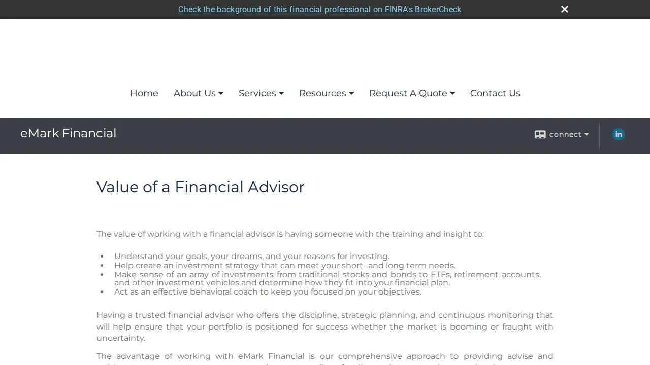 eMark Financial page