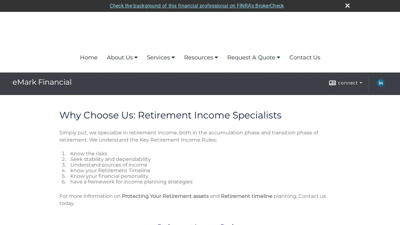 eMark Financial page