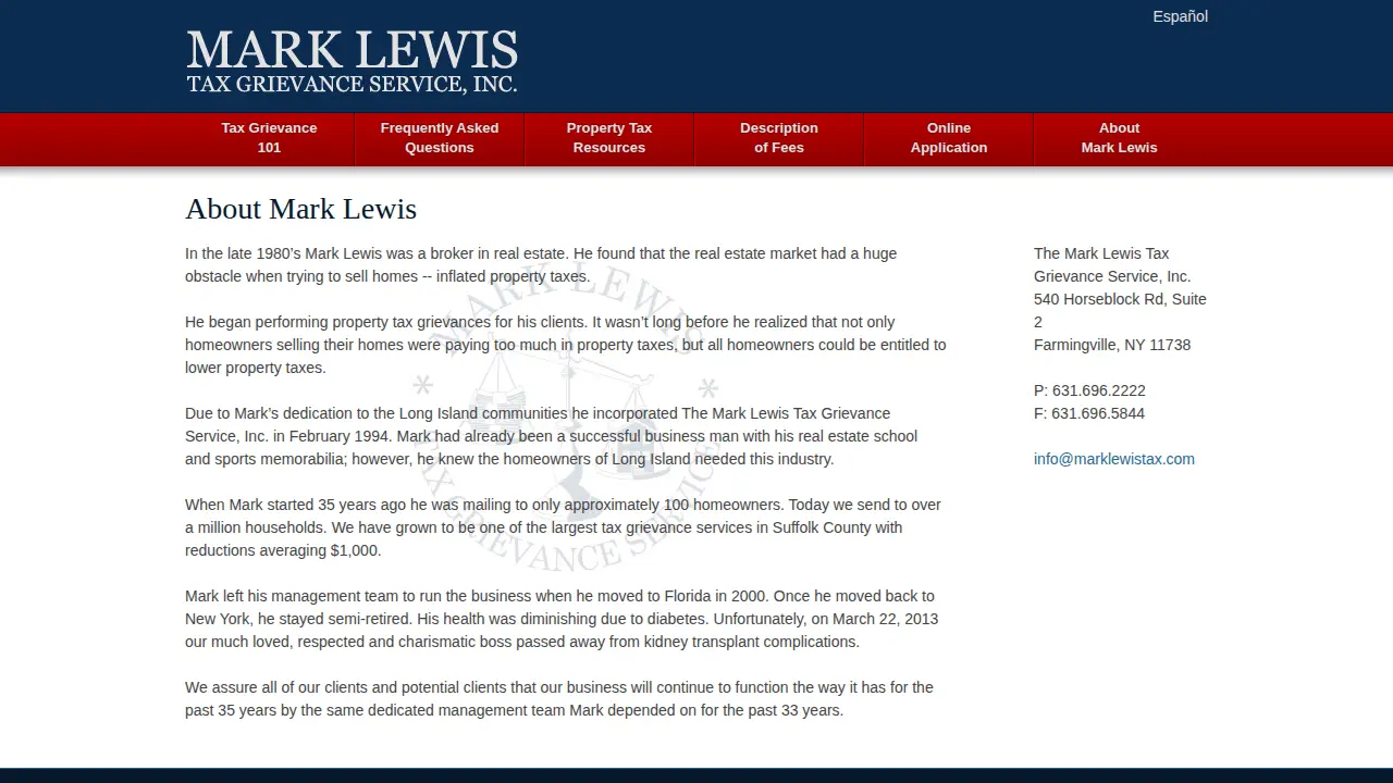 Mark Lewis Tax Grievance Service, Inc. page