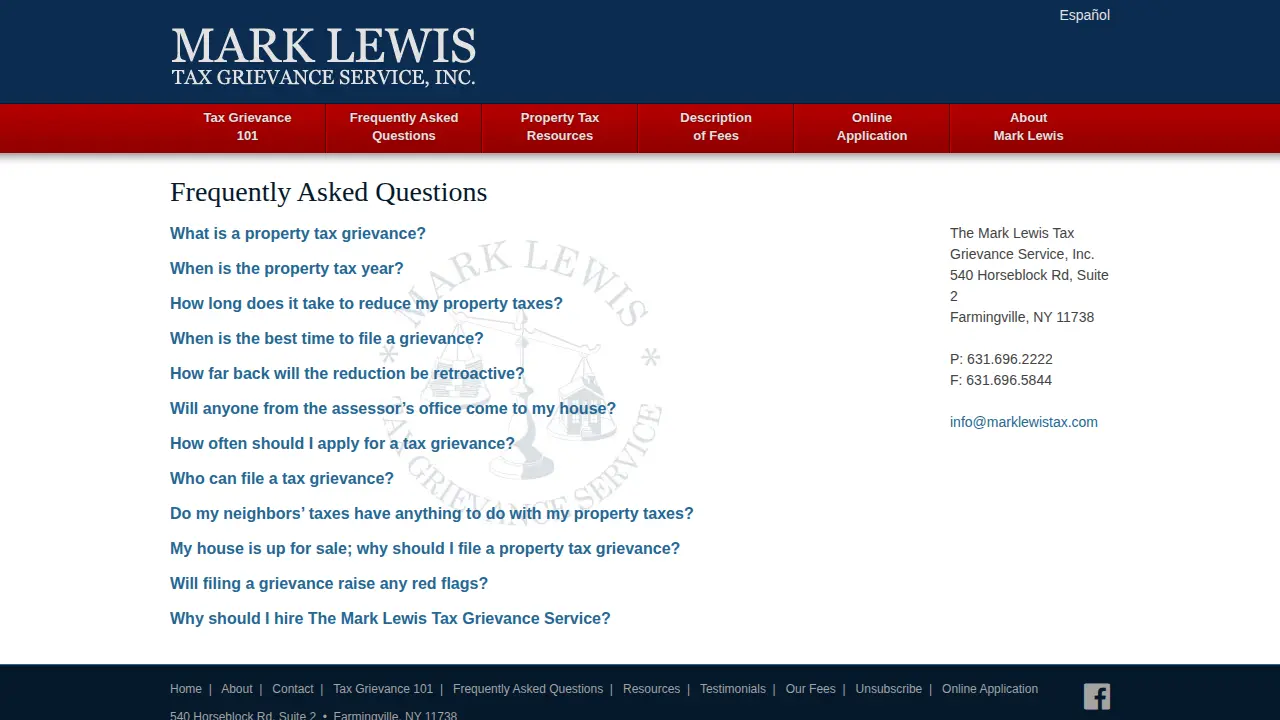 Mark Lewis Tax Grievance Service, Inc. page