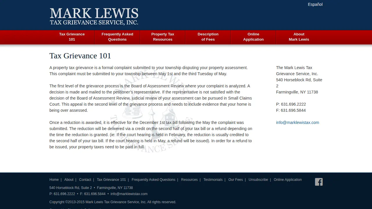 Mark Lewis Tax Grievance Service, Inc. page