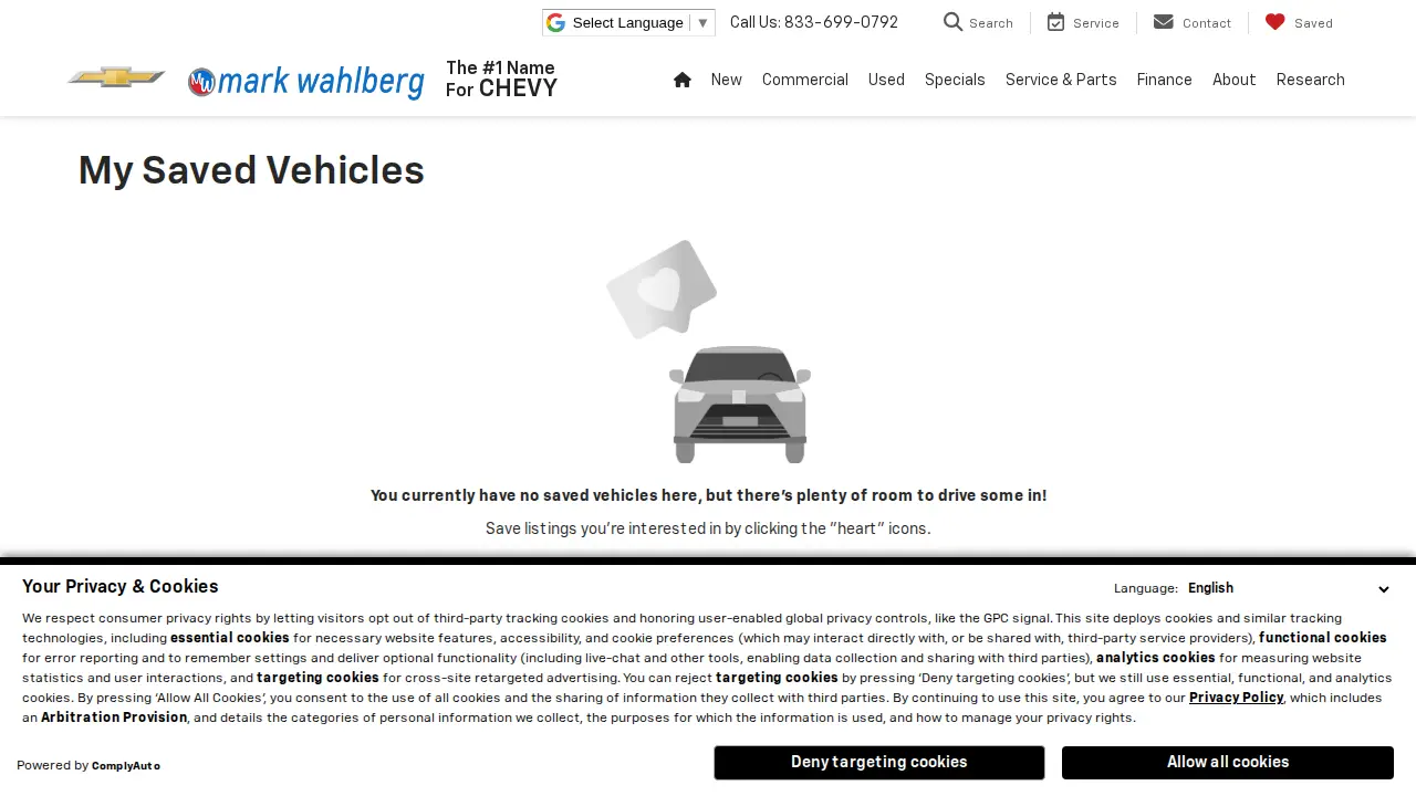 Mark Wahlberg Chevy Columbus Service Center page