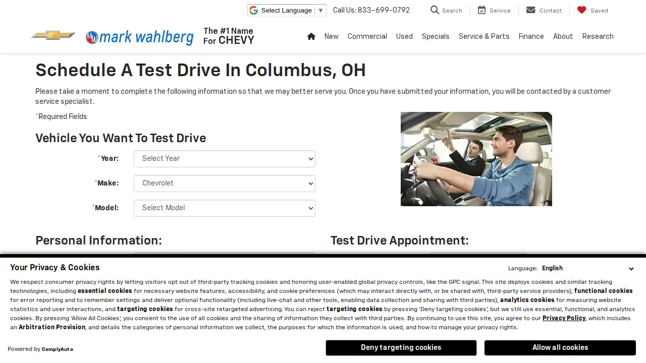 Mark Wahlberg Chevy Columbus Service Center page